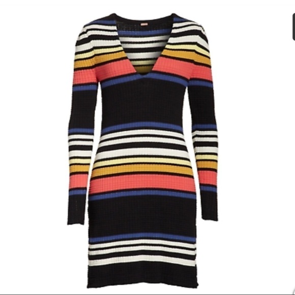 FREE PEOPLE black stripe mini dress - Picture 2 of 6